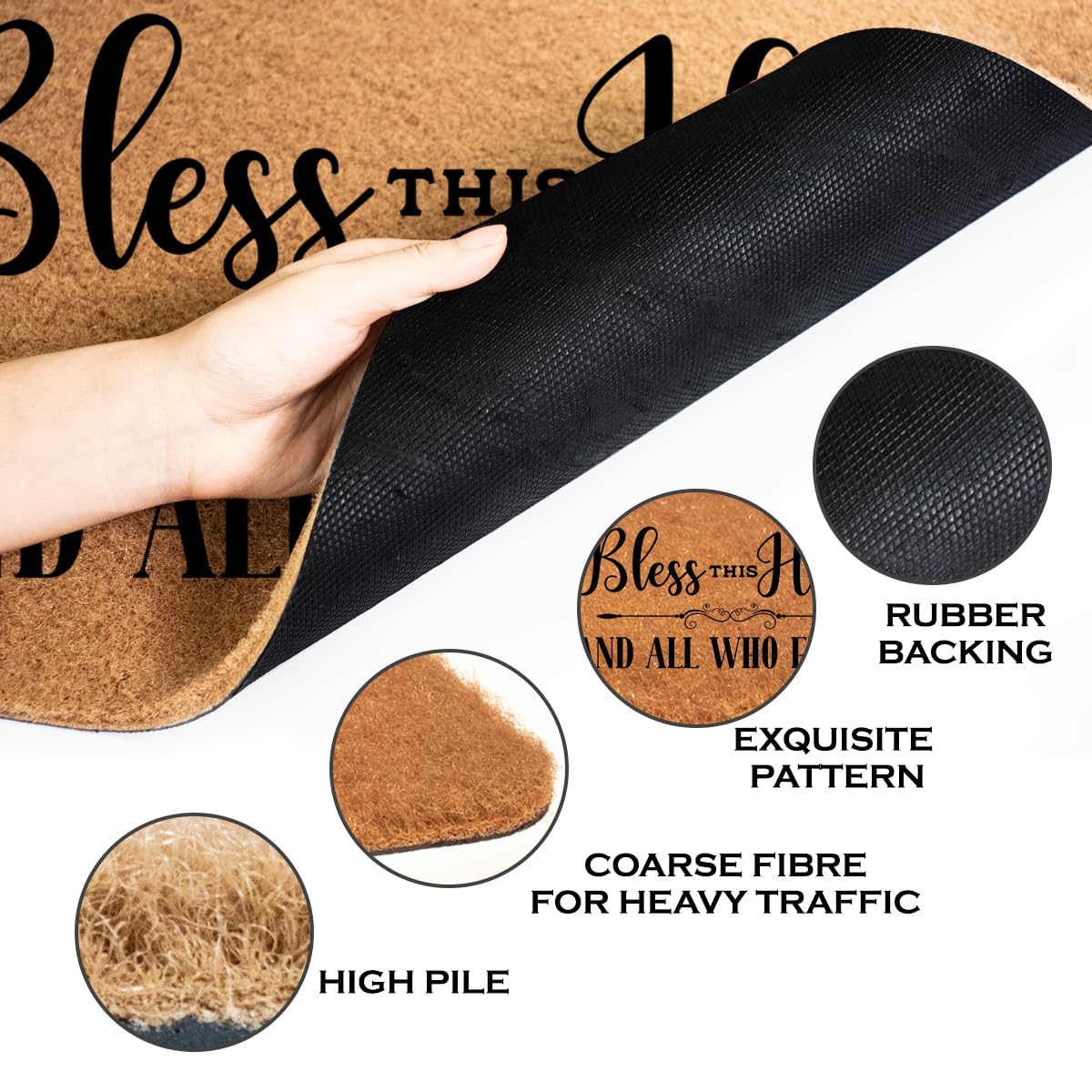 Amazon.com: Inspirational Bless Faux Coco Coir Doormat with Non